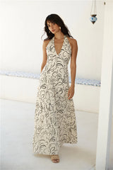 Under Shade Halter Maxi Dress Beige