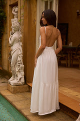 Lacey 100% Linen Maxi Dress White