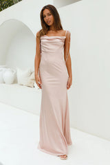 DEAR EMILIA Opulent Events Satin Maxi Dress Champagne
