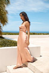 Midnight Romance Satin Maxi Dress Orange