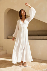 Sweeter Dreams Long Sleeve Maxi Dress White