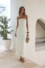 Goddess Blessings Strapless Maxi Dress Cream