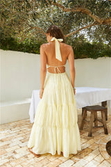 Sunbeam Smile Halter Maxi Dress Butter