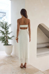 Goddess Blessings Strapless Maxi Dress Cream