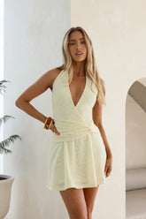 Flow With Me Halter Mini Dress Yellow