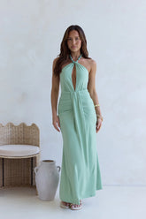 From The Heart Halter Maxi Dress Green