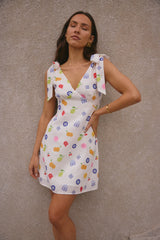 FORTUNATE ONE On Vacay Mini Dress Santorini Print