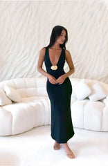 Coastal Caprice Maxi Dress Black