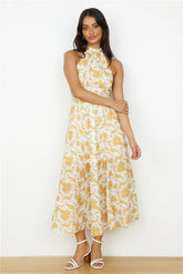 Showing Emotions Halter Maxi Dress Yellow