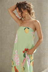 Patio Dining Strapless Maxi Dress Green