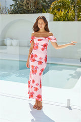 Blooming Love Satin Maxi Dress Pink