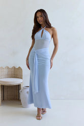Taste Of Luxe Halter Mesh Maxi Dress Blue