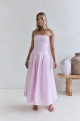 Sunshine Serenity Strapless Midi Dress Pink