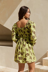 Aster Long Sleeve Mini Dress Green