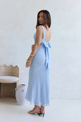 Moon And Stars Crochet Sequin Maxi Dress Blue