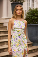 Vivid Garden Midi Dress Purple
