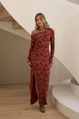 Landing In Love Long Sleeve Maxi Dress Wine