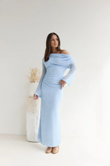 Cool Daze Long Sleeve Knit Maxi Dress Blue