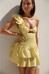 Ruffled Out Mini Dress Yellow