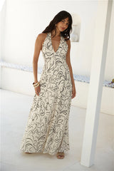 Under Shade Halter Maxi Dress Beige