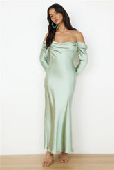 Classic Moments Satin Maxi Dress Sage