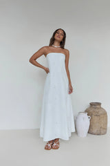 Heart To Heart Strapless Maxi Dress White