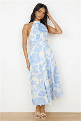 Showing Emotions Halter Maxi Dress Blue
