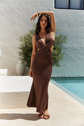 Moment Maker Midi Dress Brown