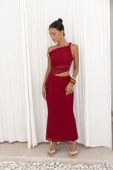 Summer Moon Off The Shoulder Maxi Dress Red