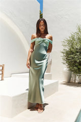 Dreamers Delight Off The Shoulder Maxi Dress Green