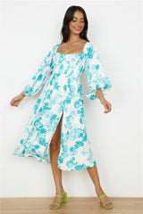Sweet Epiphany Midi Dress Blue Floral