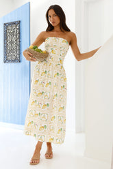Fruitful Gardens Strapless Maxi Dress Yellow