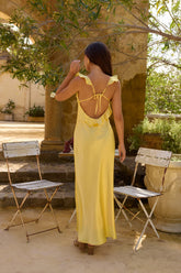 FORTUNATE ONE Belinda Satin Maxi Dress Yellow