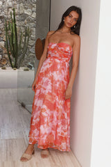 Sunset Memories Strapless Maxi Dress Orange