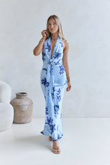Lovers In Bloom Halter Maxi Dress Blue
