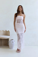 For The Lovers Lace Strapless Maxi Dress Pink