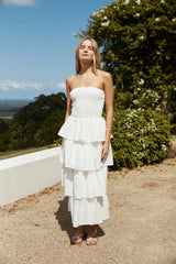 Glass Slipper Strapless Maxi Dress White