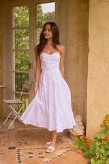 Seaside Picnic Midi Dress White