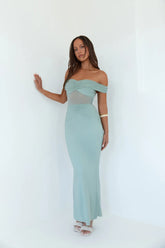 You’re Radiant Off Shoulder Maxi Dress Green
