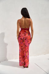 RUNAWAY THE LABEL Bad Romance Sheer Maxi Dress Pink Floral