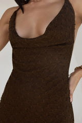 Dew Kissed Mini Dress Brown
