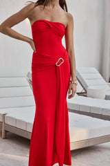 Cool Love Strapless Maxi Dress Red