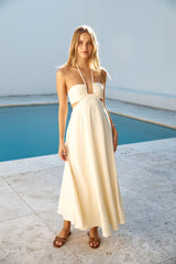 Dance With Me Halter Maxi Dress Cream