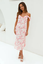 Tropical Vacation Midi Dress Pink