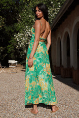 Peony Pillow Maxi Dress Green