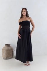 Wish List Getaway One Shoulder Maxi Dress Black