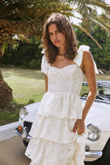 Mediterranean Muse Tiered Midi Dress Ivory