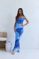 The Darling Edit Off Shoulder Maxi Dress Blue