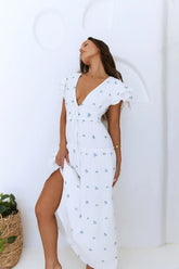 Solar Blooms Maxi Dress Blue