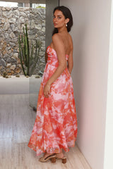Sunset Memories Strapless Maxi Dress Orange